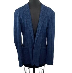 Altea Men's Blue Cotton Two Button Suit Jacket Blazer with Pockets Size 50/ US L